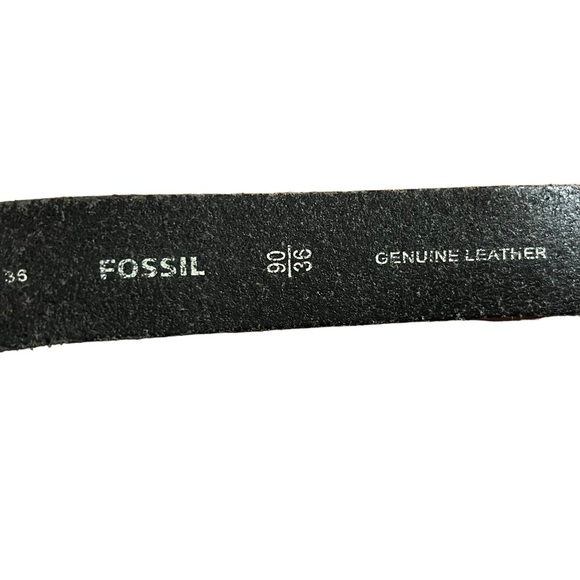 Fossil Black Joe Leather Mens Belt size 36 Silver Buckle - Picture 8 of 8